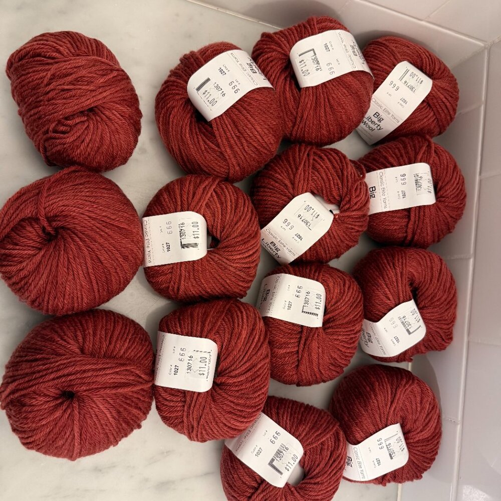 Classic Elite Big Liberty Wool Yarn LOT 14 Color 1027 Carmine DISCONTINUED - Picture 7 of 8